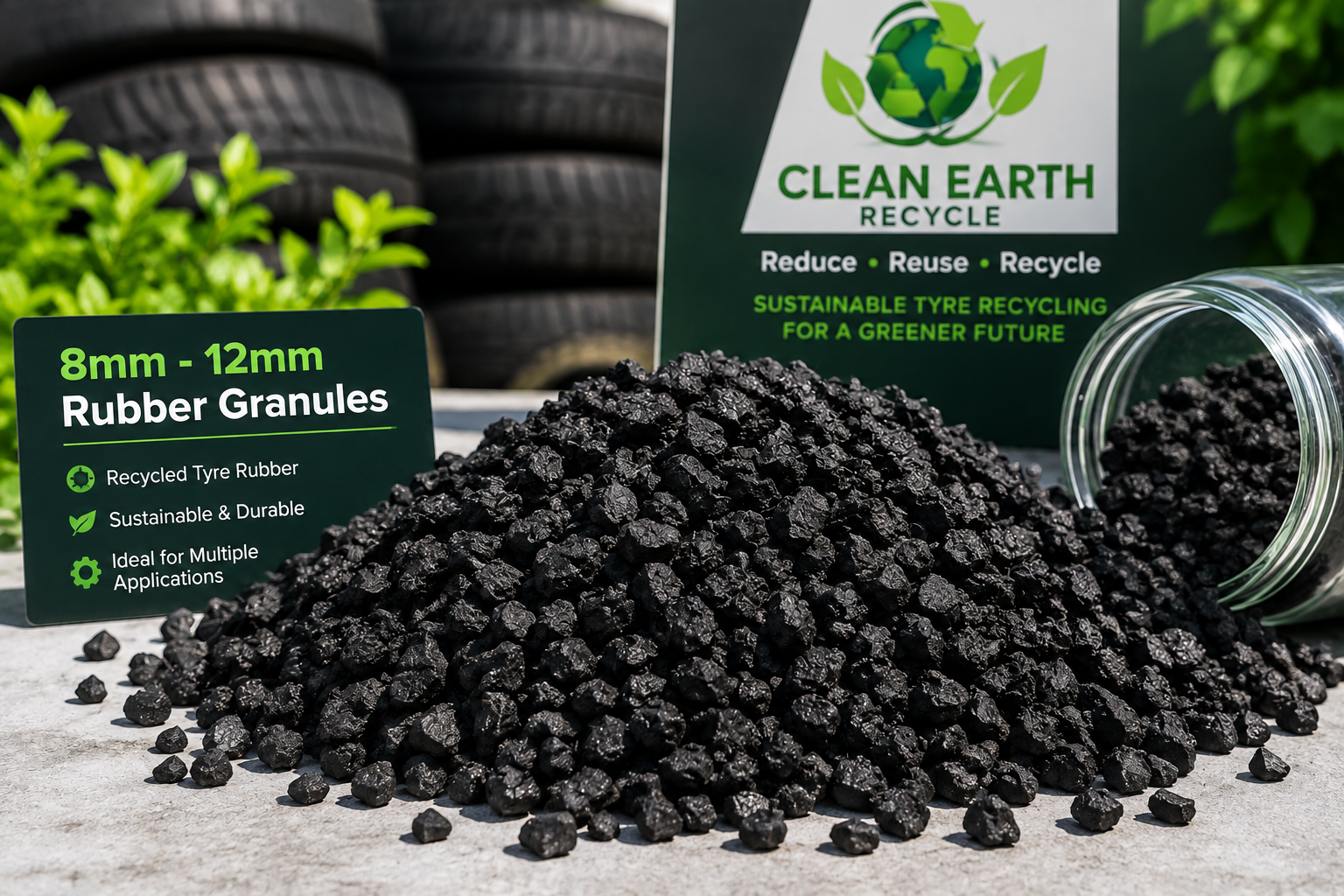 Recycled Rubber Granules 8mm–12mm